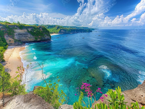 view of nusa penida beach in bali - ai