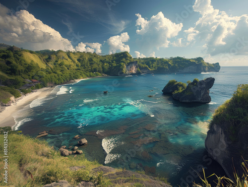 view of nusa penida beach in bali - ai