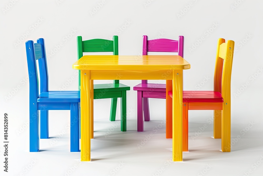 Table and chairs set Design for Kid Room Isolated on white background Table and chairs set Design for Kid Room Isolated on white background