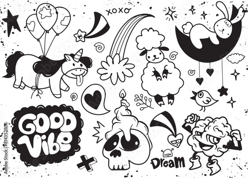 Hand Drawn Cute and Whimsical Doodle Collection.