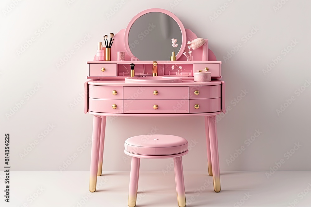 Vanity table Design for Kid Room Isolated on white background Vanity table Design for Kid Room Isolated on white background