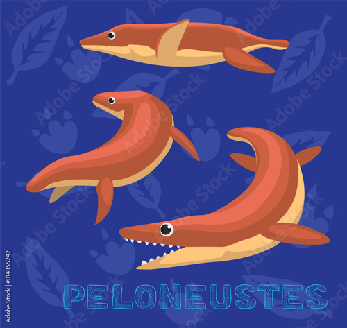 Sea Monster Dinosaur Peloneustes Cartoon Vector Illustration © bullet_chained