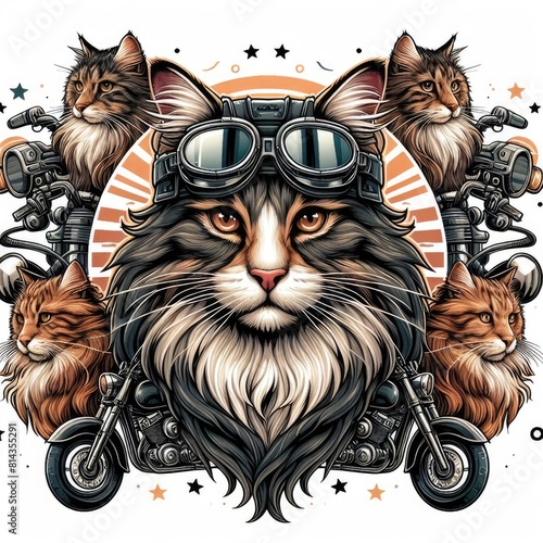 A cat wearing goggles and a motorcycle image art lively has illustrative meaning illustrator.