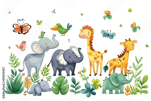Wall decals or stickers Design for Kid Room Isolated on white backgroun. animal  cartoon concept