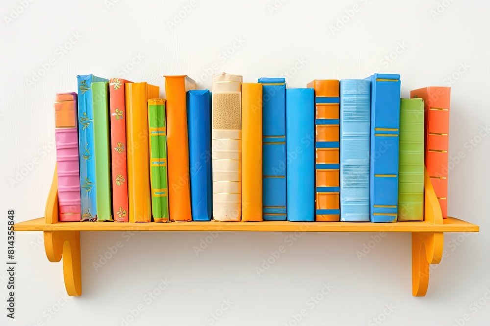 Naklejka premium Wall-mounted book rack Design for Kid Room Isolated on white background