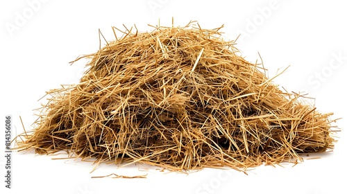 A pile of brown hay isolated on a white background, with high resolution clip art of high quality