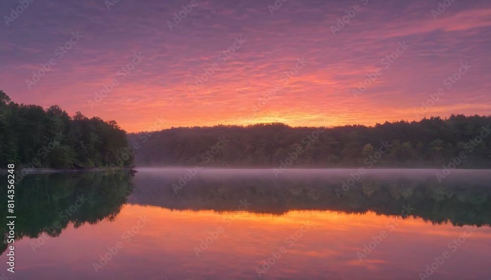 A colorful sunrise over a calm lake upscaled_2