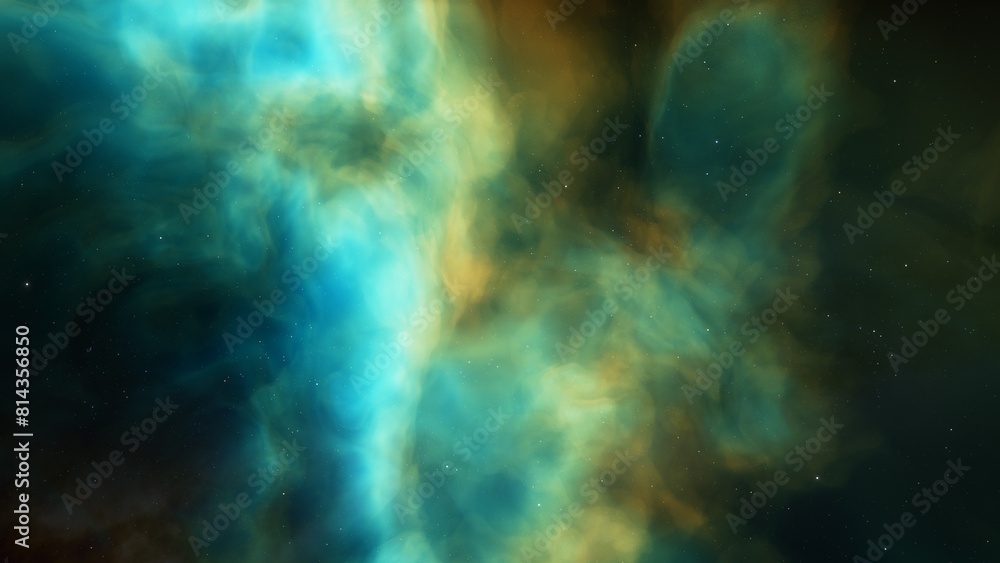 Space background. Nice clean colorful nebula with star field. 3D rendering
