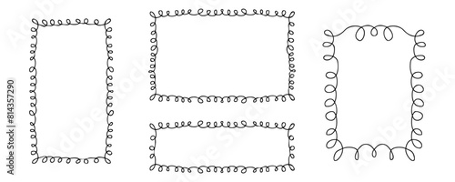 Free drawn rectangular empty frames collection. Simple doodle isolated vector illustration for decor and design.