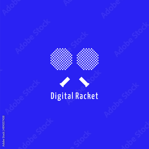 Logo of two digital rackets. Suitable for sports and technology businesses.
