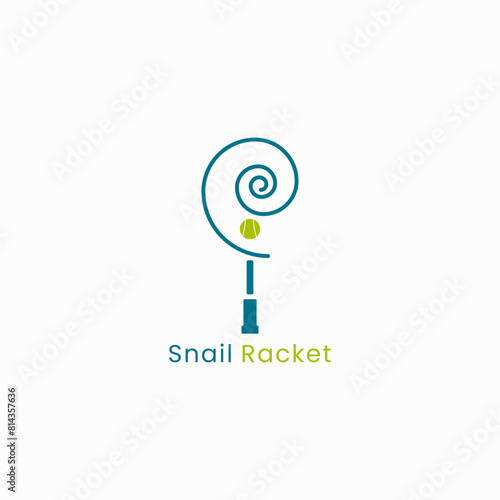 The racket logo is in the shape of a shell. Suitable for sports business.