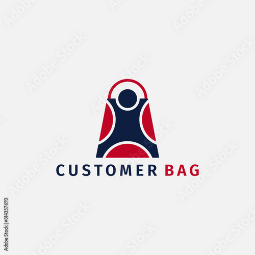 Shopping bag logo in the shape of a person. Suitable for online shop businesses and bag manufacturers.