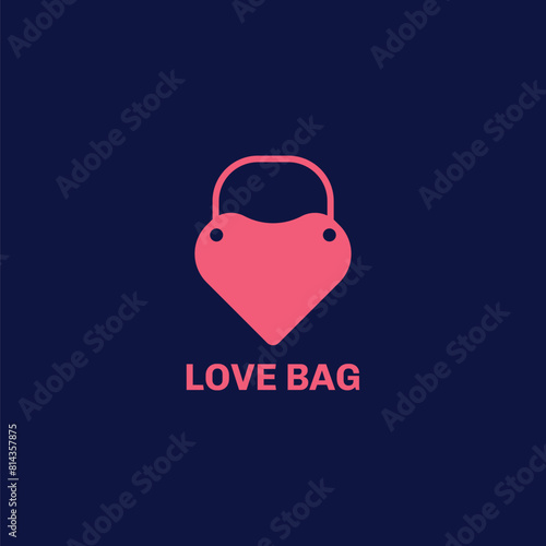 Heart shaped shopping bag logo. Suitable for online shop businesses and bag manufacturers.