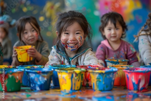 Capture the pure joy on the childrens faces as they create their masterpiece  a testament to the power of imagination