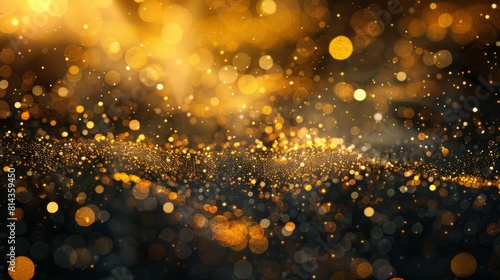 Background of abstract gliter lights, gold and black, de focused