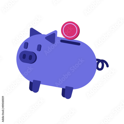 piggy bank with a coin