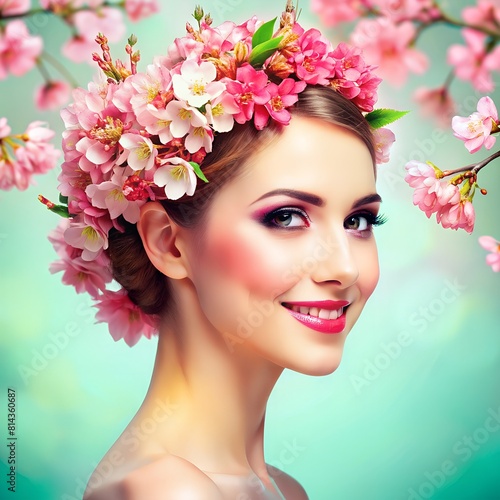 young lady with glow flowers crown glow flowers crown  flowers crown young woman young lady flowers hat fairy crown fashion hat hat model