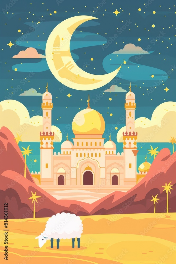 Eid Al Adha Banner Design Vector Illustration. Islamic and Arabic