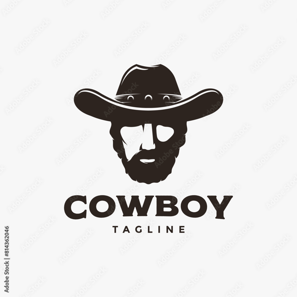 Head of cowboy logo mascot vector on white background Head of cowboy logo mascot vector on white background