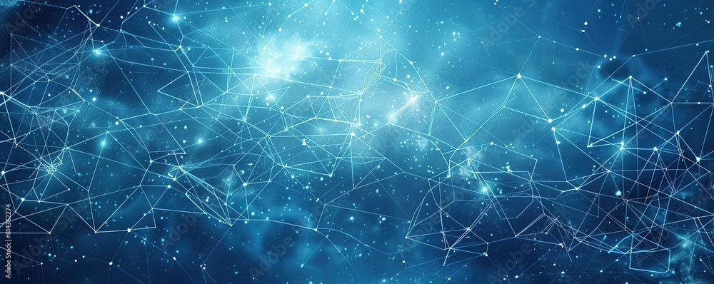 An elongated backdrop featuring electric blue and icy white connections An elongated backdrop featuring electric blue and icy white connections