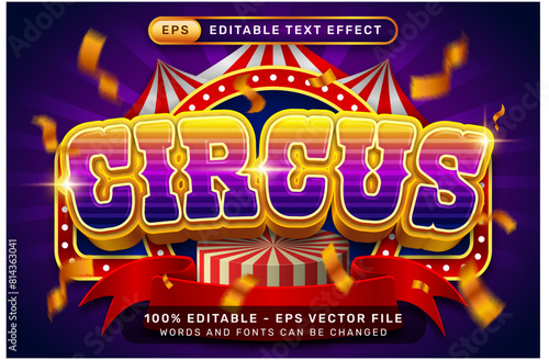 circus 3d text effect and editable text effect with tent and border show