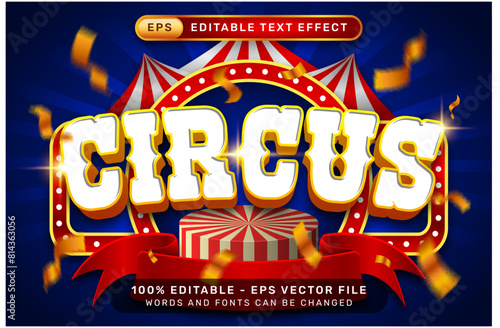 circus 3d text effect and editable text effect with tent and border show