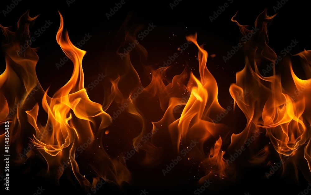 Flame burning fire black background wallpaper