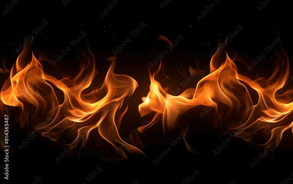 Fototapeta premium Flame burning fire black background wallpaper