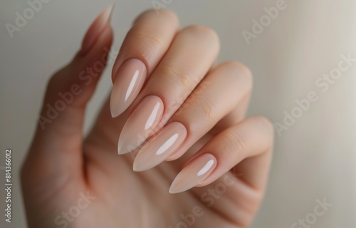 Elegant Pink and Beige Manicure  Close-Up Detail