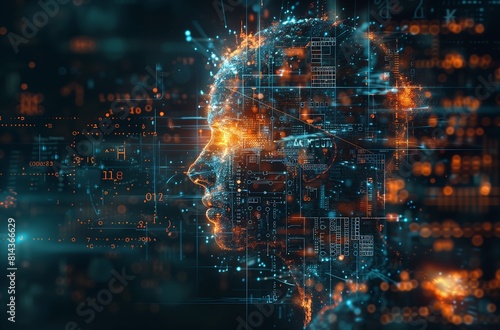 Wallpaper Mural closeup persons face digital background artificial intelligence machine technological enigma markets avatar neuron high evolution banner mastodonic large arrays transhuman Torontodigital.ca