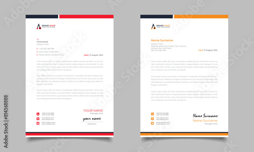 Red And Yellow Modern Business Letterhead Simple Clean Template Design