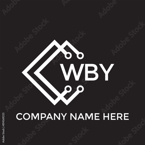 WBY letter technology logo design on black background. WBY creative initials letter IT logo concept. WBY setting shape design
 photo