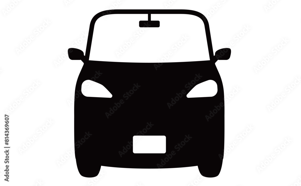 Obraz premium 正面・前向きの車のシルエットアイコンイラスト・マーク_パーキング・自動車・ワゴン車など