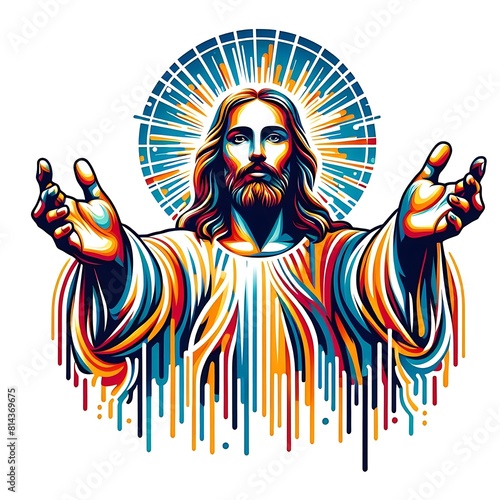 Wallpaper Mural A colorful jesus christ religious imageswith arms outstretched image photo attractive harmony illustrator. Torontodigital.ca