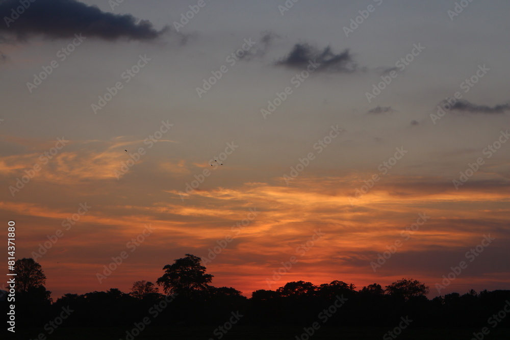 Sunset Sky Clouds in the evening with Red, Orange, Yellow and purple sunlight on Golden hour after sundown, Romantic sky in summer on Dusk Twilight Sunset Sky Clouds in the evening with Red, Orange, Yellow and purple sunlight on Golden hour after sundown, Romantic sky in summer on Dusk Twilight