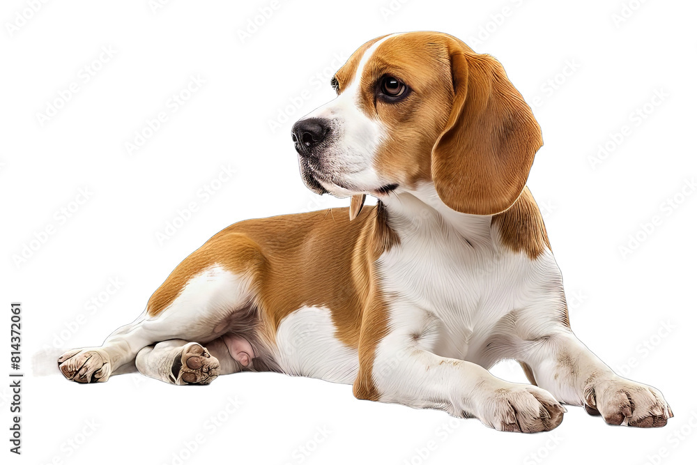 Beagle Dog Sitting Isolated