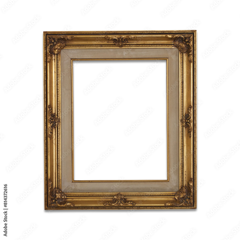 Very old wooden frame. Isolated on white background