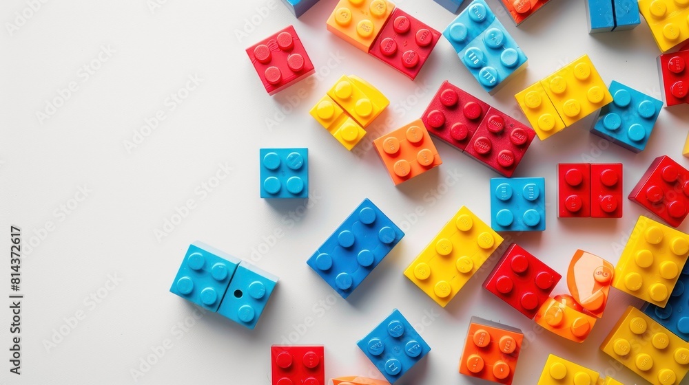 Colorful plastic blocks toy on white background. Colorful plastic blocks toy on white background.