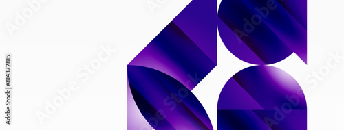Serene gradient template. Circles and triangles mingle in minimalist perfection. Gentle fusion of forms and hues creates balanced yet captivating backdrop, embodying modern sophistication