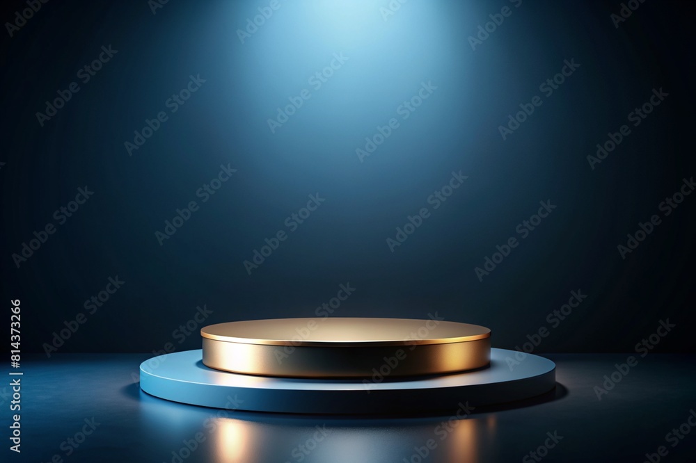 gold podium with blue background and spotlight gold podium with blue background and spotlight