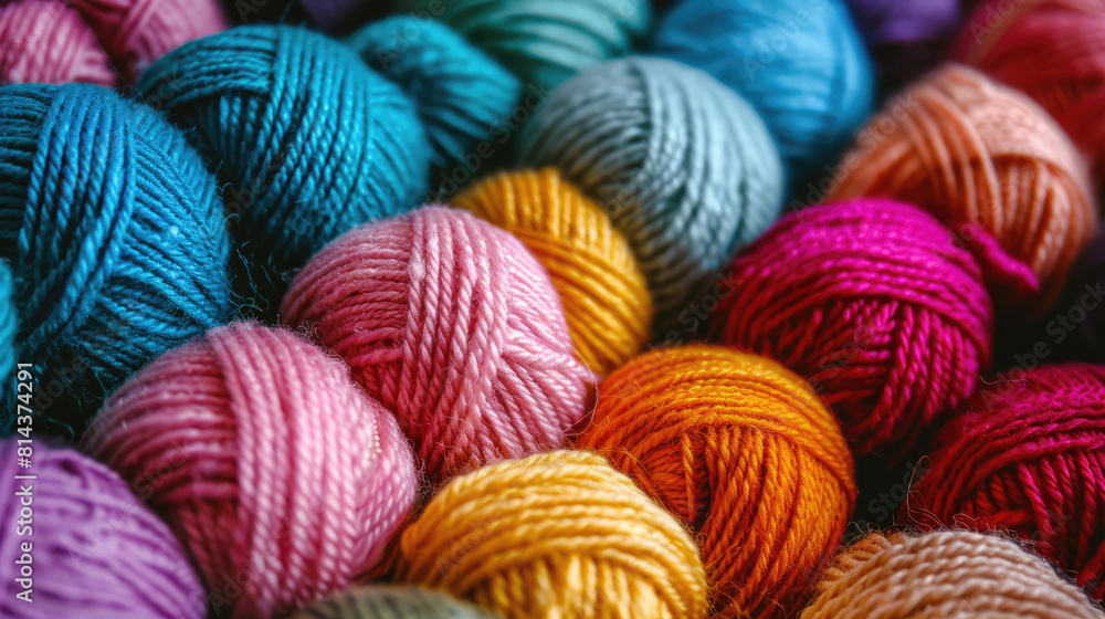 Assorted Wool Yarn Balls in an Attractive Arrangement Assorted Wool Yarn Balls in an Attractive Arrangement