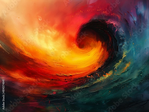 swirl deep red yellow center ride wind waves insanely quality aquarius torment wall photo