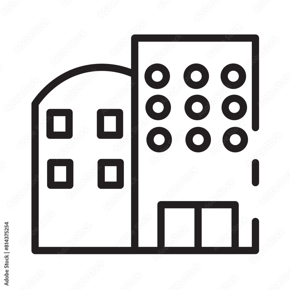 Building Estate Hotel Line Icon Building Estate Hotel Line Icon