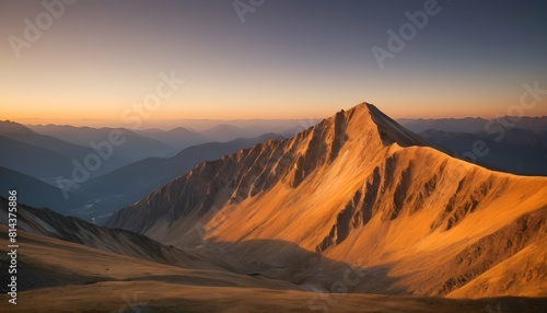 A mountain ridge bathed in the golden light of sun upscaled_7