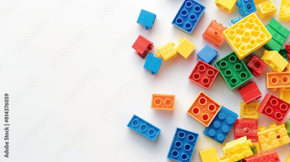 Colorful plastic blocks toy on white background. Colorful plastic blocks toy on white background.