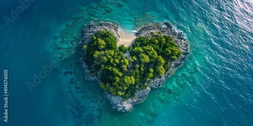 a heart shaped island in the middle of the ocean