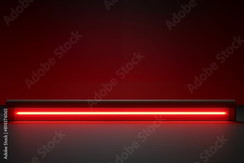 abstract red horizontal glowing light bar on dark background, in the style of minimalism. Generative ai