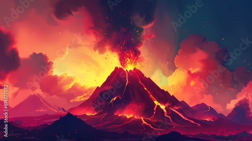 Volcano lava volcanic explosion background concept
