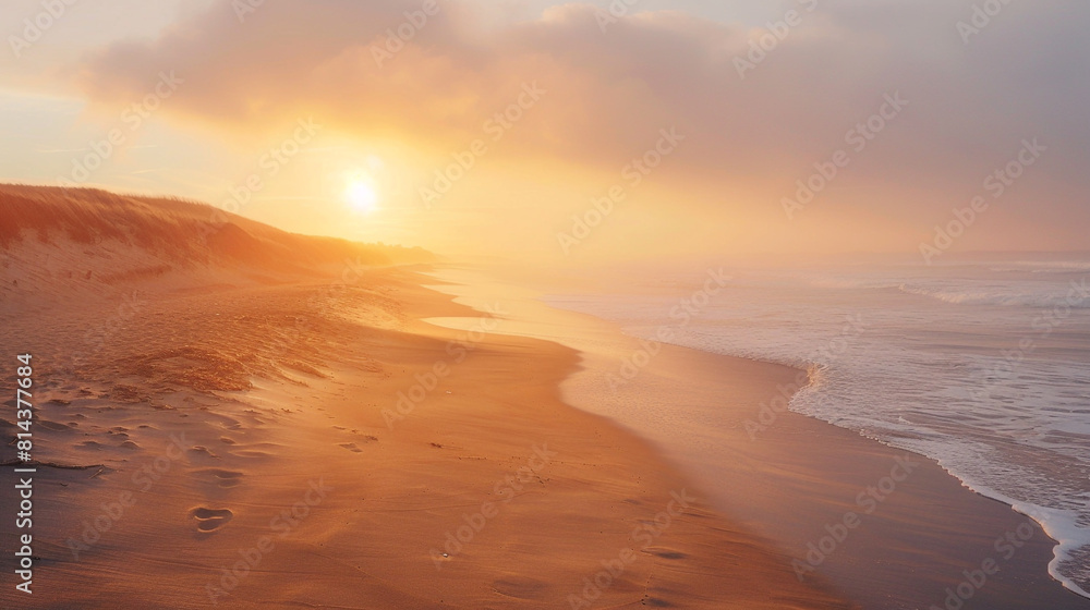 Smoky beach sunset, warm beach sand tones into a cool evening fog Smoky beach sunset, warm beach sand tones into a cool evening fog