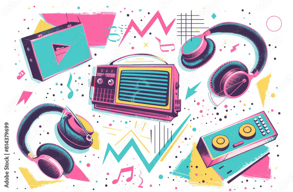 Classic 80s 90s elements isolated on white background Retro design 90s ...